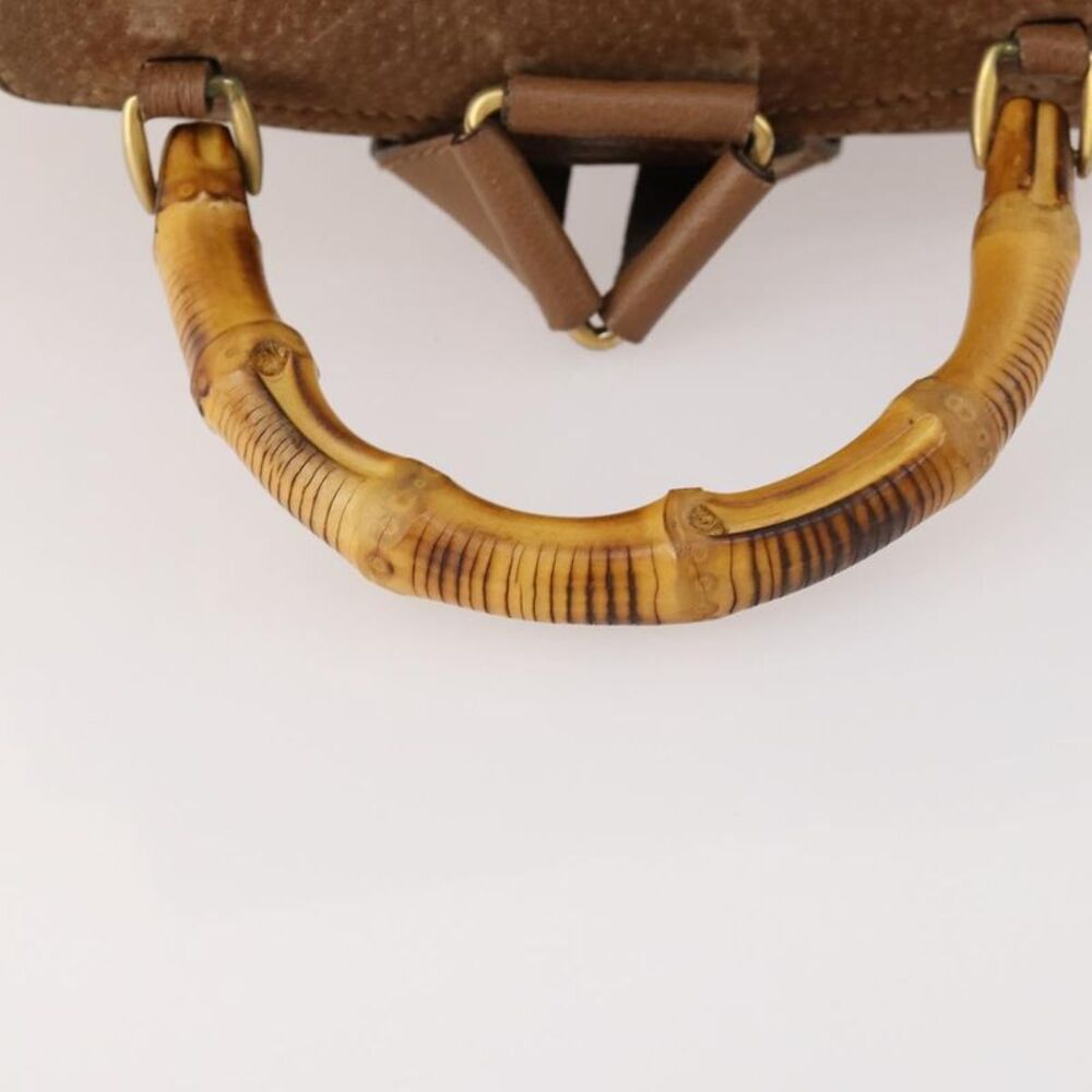 Gucci Vintage Bamboo Backpack Suede And Leather Brown Suede Backpack Bag - Picture 7 of 16
